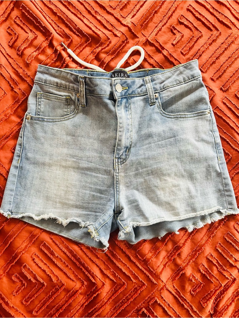 Jean shorts with lace up back